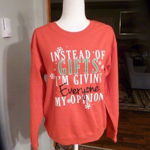 Holiday  red sweater w/ funny wording on it  NWOT  / Small